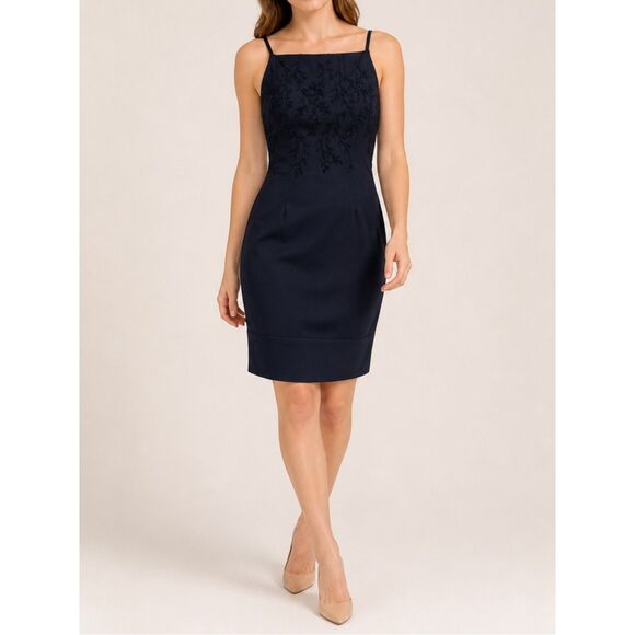 CDC Dresses & Skirts - CDC Vintage Beaded Navy Knee Length Dress Women’s Size 8